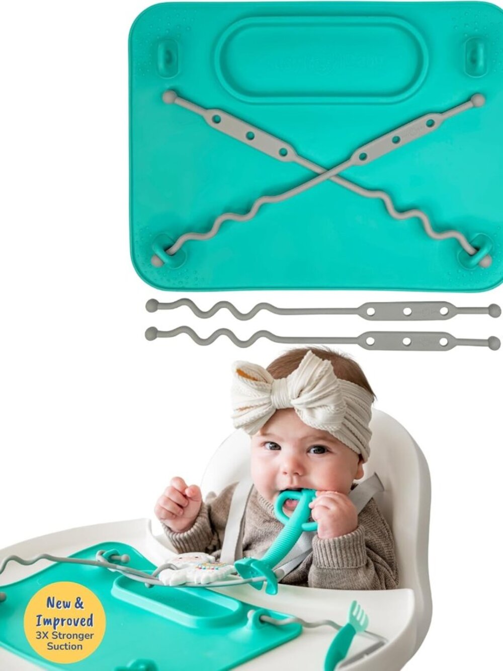 Silicone Suction Mat with 4 Straps - Perfect for Baby Feeding & Playtime